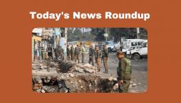Security personnel stand guard after two blasts occurred at Narwal area in Jammu, Saturday, Jan. 21, 2023. At least six people got injured in the explosions, according to police
