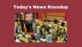 Security personnel deployed inside the MCD House ahead of the elections for Municipal Corporation of Delhi's Mayor, Deputy Mayor and six members of the Standing Committee from the House, at MCD Headquarters, in New Delhi, Tuesday, Jan. 24, 2023.