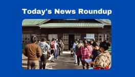 Voters wait in queues to cast their votes at a polling booth during the Nagaland Assembly elections, in Wokha district of Nagaland, Monday, Feb. 27, 2023.