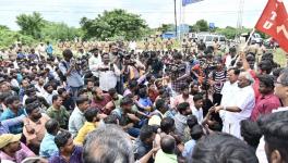 A protest of Samsung workers and CITU trade union activists during their strike. Photo: CITU Tamil Nadu