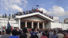 People rallying in front of the prime minister's office after Sheikh Hasina's resignation in August 2024. Photo: Md Joni Hossain / Wikimedia Commons