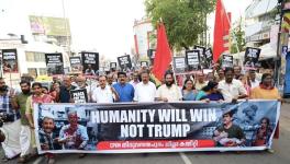 Thiruvananthapuram district committee of CPI(M) organized a protest against the US-Israeli war on Iran. Photo: CPI (M)
