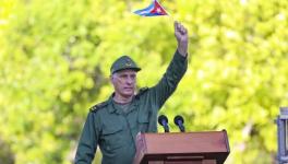 President of Cuba Miguel Díaz-Canel speaks at 65th anniversary of Fidel Castro's declaration of the socialist character of the revolution. Photo: Granma