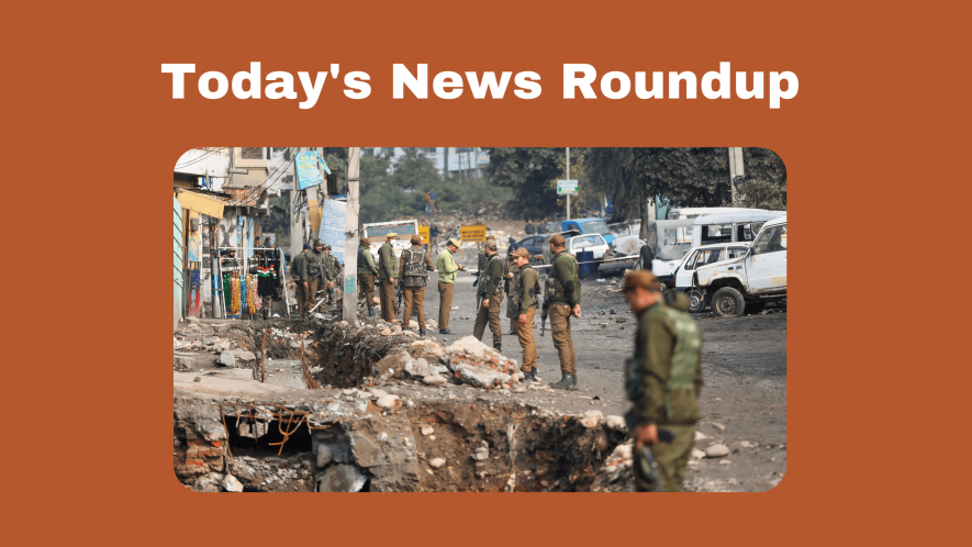 Security personnel stand guard after two blasts occurred at Narwal area in Jammu, Saturday, Jan. 21, 2023. At least six people got injured in the explosions, according to police