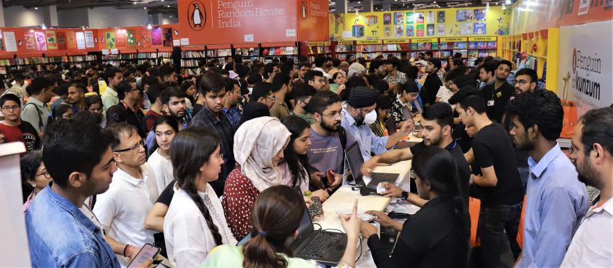 Book lovers visit the World Book Fair on its last day, in New Delhi, Sunday, March 5, 2023.