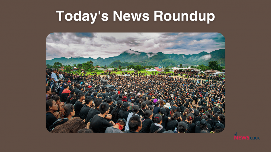 Members of Indigenous Tribal Leaders’ Forum (ITLF) take part in a protest rally as a mark of protest against the harrowing incident that occurred on May 4, in Churachandpur district, Manipur, Thursday, July 20, 2023.