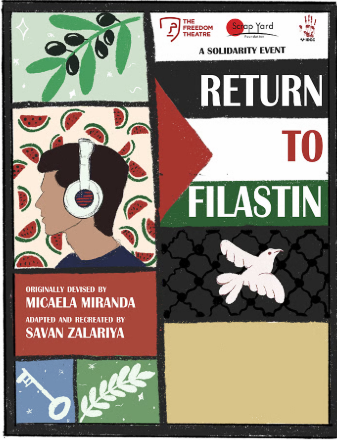 Image: A poster of the play Return to Filistin, designed by Nilay Brahmbhatt.