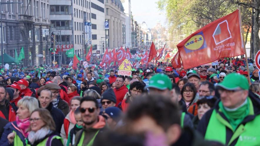 Demonstration in Brussels, March 12, 2026. Source: Peter Mertens/X