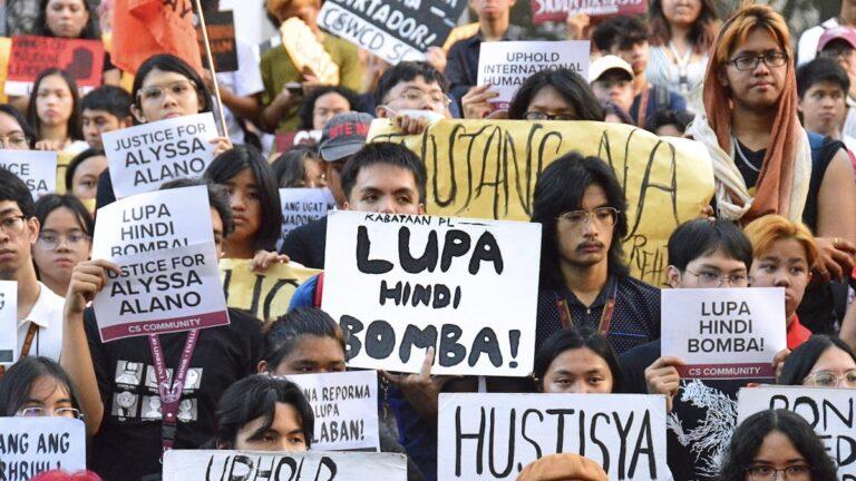 Students at the University of the Philippines gathered to protest the killing of student activist Alyssa Alano. Photo: College Editors Guild of the Philippines