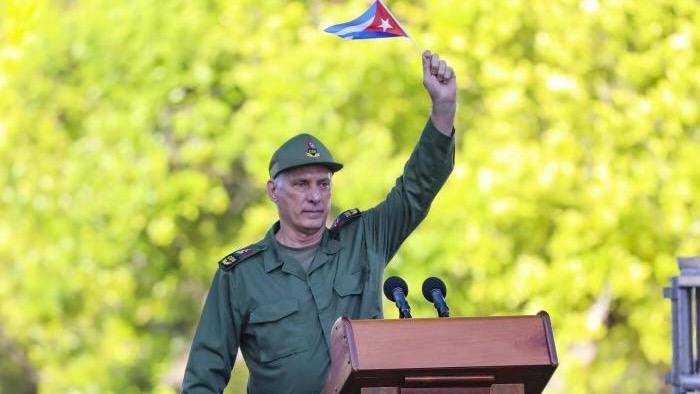 President of Cuba Miguel Díaz-Canel speaks at 65th anniversary of Fidel Castro's declaration of the socialist character of the revolution. Photo: Granma