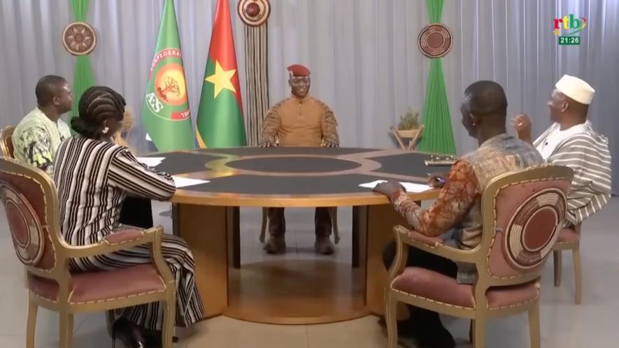 Ibrahim Traoré is interviewed by local media outlet in Burkina Faso. Photo: screenshot