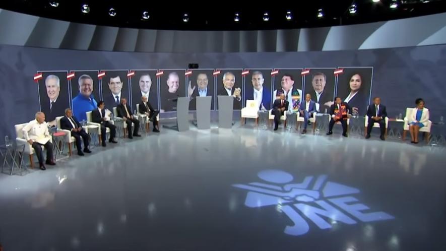 Presidential candidates in debate organized by the electoral authority in Peru. Photo: JNE