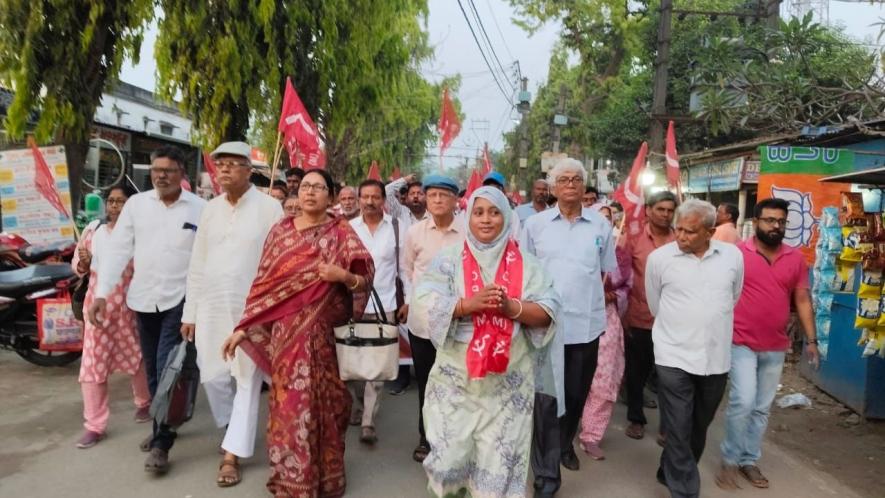 CPM candidate Sabina Yasmin’s campaign in Kaliganj Assembly constituency in Nasipur  and adjoining Hatkhola village   