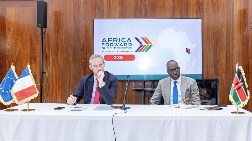 Dr. Korir Sing’Oei, of Kenya's Department for Foreign Affairs, with French Ambassador to Kenya and Somalia Arnaud Suquet. Photo: Kenyan Foreign Ministry