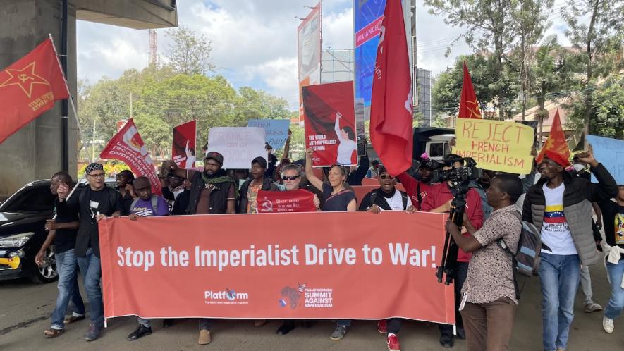 Protesters in Nairobi on May 12, 2026 against the France-Africa Summit. Photo: PASAI